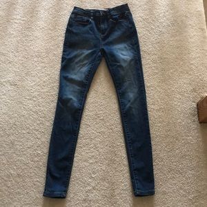 high rise dark jeans